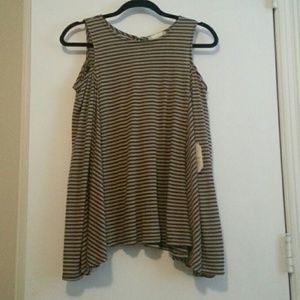 NWT Altar'd State Taupe and Gray Striped Top